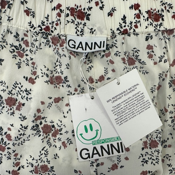 GANNI Floral-Print Crepe De Chine Straight-Leg Pants - Picture 12 of 15